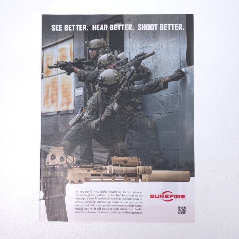 SureFire Scout Light Suppressor Operator Gear Magazine Print Ad Tactical Decor